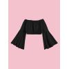 imageFloerns Girls Off The Shoulder Flounce Long Sleeve Ruched Blouse Crop TopsBlack