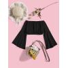 imageFloerns Girls Off The Shoulder Flounce Long Sleeve Ruched Blouse Crop TopsBlack