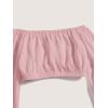 imageFloerns Girls Off The Shoulder Flounce Long Sleeve Ruched Blouse Crop TopsDusty Pink