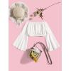 imageFloerns Girls Off The Shoulder Flounce Long Sleeve Ruched Blouse Crop TopsWhite