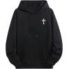 imageFloerns Mens Graphic Print Long Sleeve Drawstring Hoodie Pullover SweatshirtBlack Cross