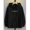 imageFloerns Mens Graphic Print Long Sleeve Drawstring Hoodie Pullover SweatshirtBlack Dull Slogan