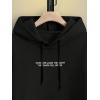 imageFloerns Mens Graphic Print Long Sleeve Drawstring Hoodie Pullover SweatshirtBlack Dull Slogan
