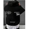 imageFloerns Mens Graphic Print Long Sleeve Drawstring Hoodie Pullover SweatshirtBlack Dull Slogan