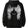 imageFloerns Mens Graphic Print Long Sleeve Drawstring Hoodie Pullover SweatshirtBlack White Wing