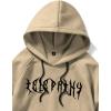 imageFloerns Mens Graphic Print Long Sleeve Drawstring Hoodie Pullover SweatshirtKhaki Letter
