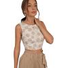 imageFloerns Womens Boho Sleeveless Backless Tie Back Allover Print Crop Tank TopsA Off White