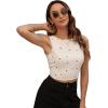 imageFloerns Womens Boho Sleeveless Backless Tie Back Allover Print Crop Tank TopsApricot Heart