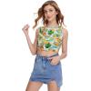 imageFloerns Womens Boho Sleeveless Backless Tie Back Allover Print Crop Tank TopsFruit Multi