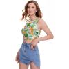 imageFloerns Womens Boho Sleeveless Backless Tie Back Allover Print Crop Tank TopsFruit Multi
