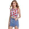 imageFloerns Womens Boho Sleeveless Backless Tie Back Allover Print Crop Tank TopsPeach Multi
