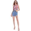 imageFloerns Womens Boho Sleeveless Backless Tie Back Allover Print Crop Tank TopsPeach Multi