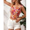 imageFloerns Womens Boho Sleeveless Backless Tie Back Allover Print Crop Tank TopsRed Floral