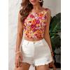 imageFloerns Womens Boho Sleeveless Backless Tie Back Allover Print Crop Tank TopsRed Floral