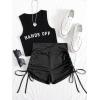 imageFloerns Womens Casual Elastic Waist Sports Shorts Drawstring Ruched Track ShortsBlack