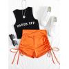 imageFloerns Womens Casual Elastic Waist Sports Shorts Drawstring Ruched Track ShortsOrange