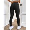 imageFloerns Womens High Waist Split Slit Hem Stretchy Rib Knit Leggings PantsBlack Solid