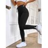 imageFloerns Womens High Waist Split Slit Hem Stretchy Rib Knit Leggings PantsBlack Solid