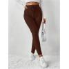 imageFloerns Womens High Waist Split Slit Hem Stretchy Rib Knit Leggings PantsCoffee Brown