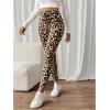 imageFloerns Womens High Waist Split Slit Hem Stretchy Rib Knit Leggings PantsLeopard