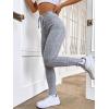 imageFloerns Womens High Waist Split Slit Hem Stretchy Rib Knit Leggings PantsPale Grey