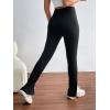 imageFloerns Womens High Waist Split Slit Hem Stretchy Rib Knit Leggings PantsPure Black
