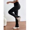 imageFloerns Womens High Waist Split Slit Hem Stretchy Rib Knit Leggings PantsPure Black
