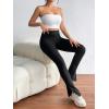 imageFloerns Womens High Waist Split Slit Hem Stretchy Rib Knit Leggings PantsPure Black