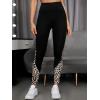 imageFloerns Womens Leopard Mesh High Waisted Tummy Control Squat Leggings with PocketA Blackcoloured