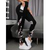 imageFloerns Womens Leopard Mesh High Waisted Tummy Control Squat Leggings with PocketBlack Pink Floral
