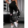 imageFloerns Womens Leopard Mesh High Waisted Tummy Control Squat Leggings with PocketBlack Pink Floral