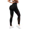 imageFloerns Womens Leopard Mesh High Waisted Tummy Control Squat Leggings with PocketBlack Solid