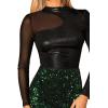 imageFloerns Womens Mock Neck Long Sleeve Crocodile Pattern TShirt Leather TopsBlack Crocodile