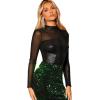 imageFloerns Womens Mock Neck Long Sleeve Crocodile Pattern TShirt Leather TopsBlack Crocodile