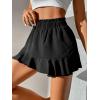 imageFloerns Womens Paperbag Waist Ruffle Hem Flowy Wrap Skirts SkortsBlack