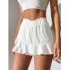 imageFloerns Womens Paperbag Waist Ruffle Hem Flowy Wrap Skirts SkortsWhite