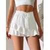 imageFloerns Womens Paperbag Waist Ruffle Hem Flowy Wrap Skirts SkortsWhite