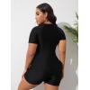 imageFloerns Womens Plus Size Colorblock Full Zip Short Sleeve One Piece SwimsuitBlack