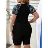 imageFloerns Womens Plus Size Colorblock Full Zip Short Sleeve One Piece SwimsuitBlue
