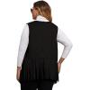 imageFloerns Womens Plus Size Laser Cut Out Sleeveless Open Front Fringe Vest CoatBlack