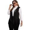 imageFloerns Womens Plus Size Laser Cut Out Sleeveless Open Front Fringe Vest CoatBlack