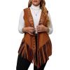 imageFloerns Womens Plus Size Laser Cut Out Sleeveless Open Front Fringe Vest CoatBrown