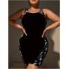 imageFloerns Womens Plus Size One Piece Swimsuit Colorblock Scoop Neck Shorts MonokiniBlack Grey Tropical