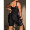 imageFloerns Womens Plus Size One Piece Swimsuit Colorblock Scoop Neck Shorts MonokiniBlack Tropical