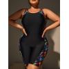 imageFloerns Womens Plus Size One Piece Swimsuit Colorblock Scoop Neck Shorts MonokiniBlack Tropical
