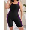 imageFloerns Womens Plus Size One Piece Swimsuit Colorblock Scoop Neck Shorts MonokiniBlack and Purple