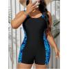 imageFloerns Womens Plus Size One Piece Swimsuit Colorblock Scoop Neck Shorts MonokiniBlue Cheetah
