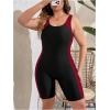 imageFloerns Womens Plus Size One Piece Swimsuit Colorblock Scoop Neck Shorts MonokiniRed