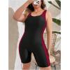 imageFloerns Womens Plus Size One Piece Swimsuit Colorblock Scoop Neck Shorts MonokiniRed