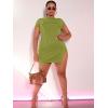 imageFloerns Womens Plus Size Short Sleeve Split Hem Party Bodycon Mini DressLime Green